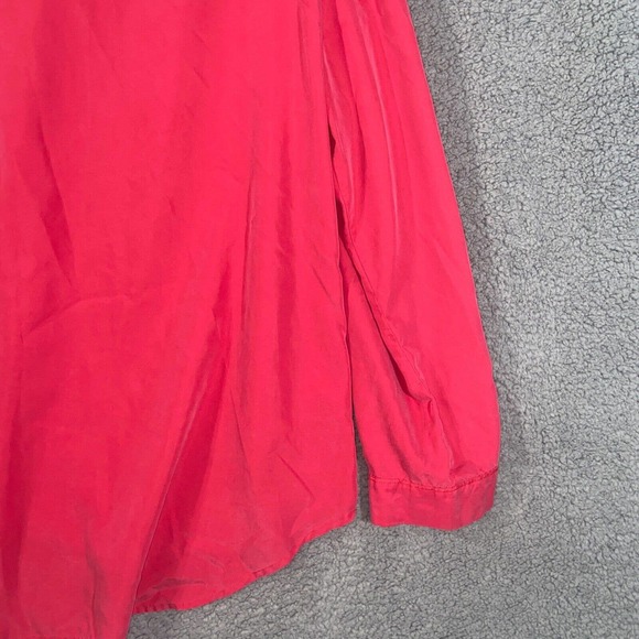 Chico's Button Up Womens 2 Red Solid Long Sleeve Pockets High Low Casual Adult - Picture 10 of 15